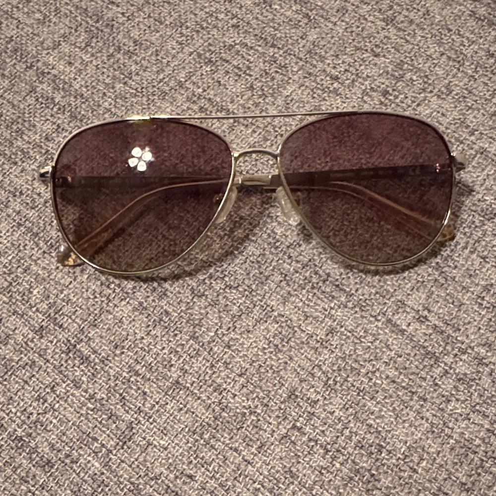 Kate Spade Gold Aviator Sunglasses with Brown Lenses